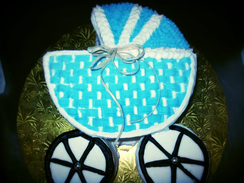 Baby buggy baby shower cake