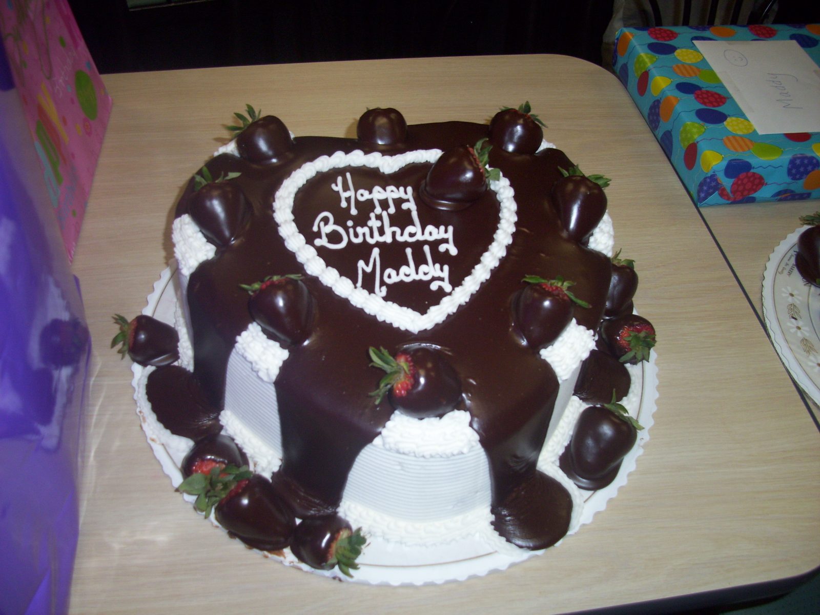 Strawberry drip birthday cake
